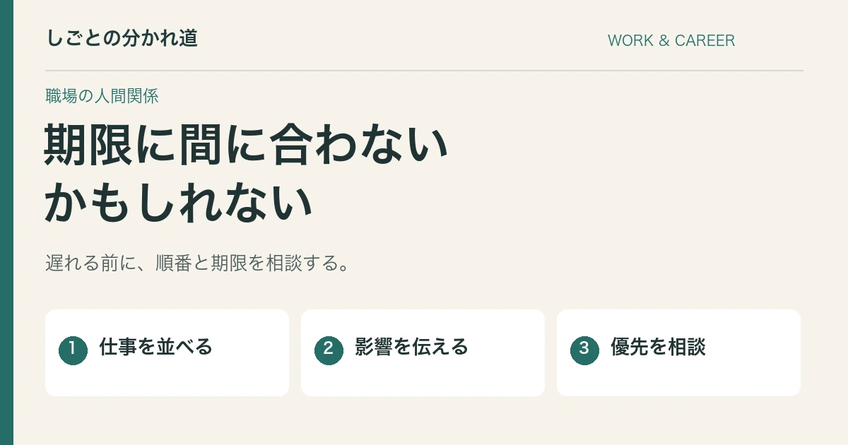 仕事の期限に間に合わないかも。遅れる前に上司へ相談する整理法