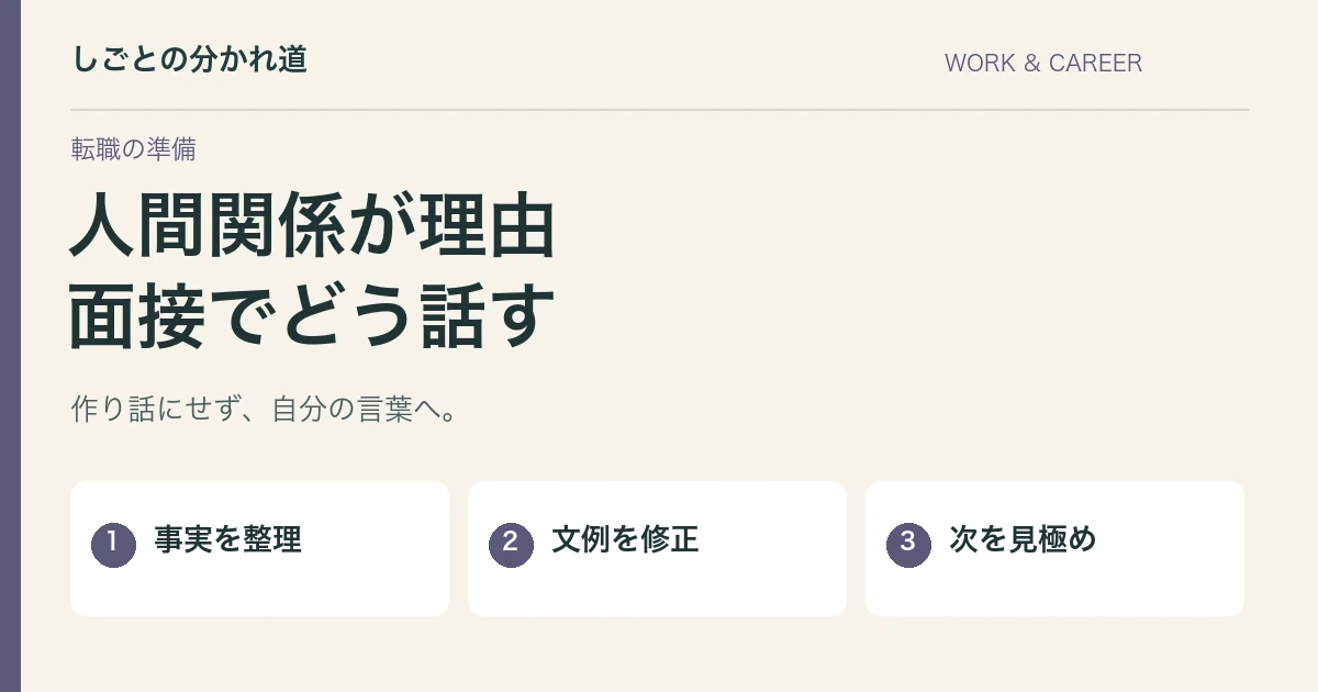 人間関係が退職理由のとき、面接でどう話す？事実を整理する文例
