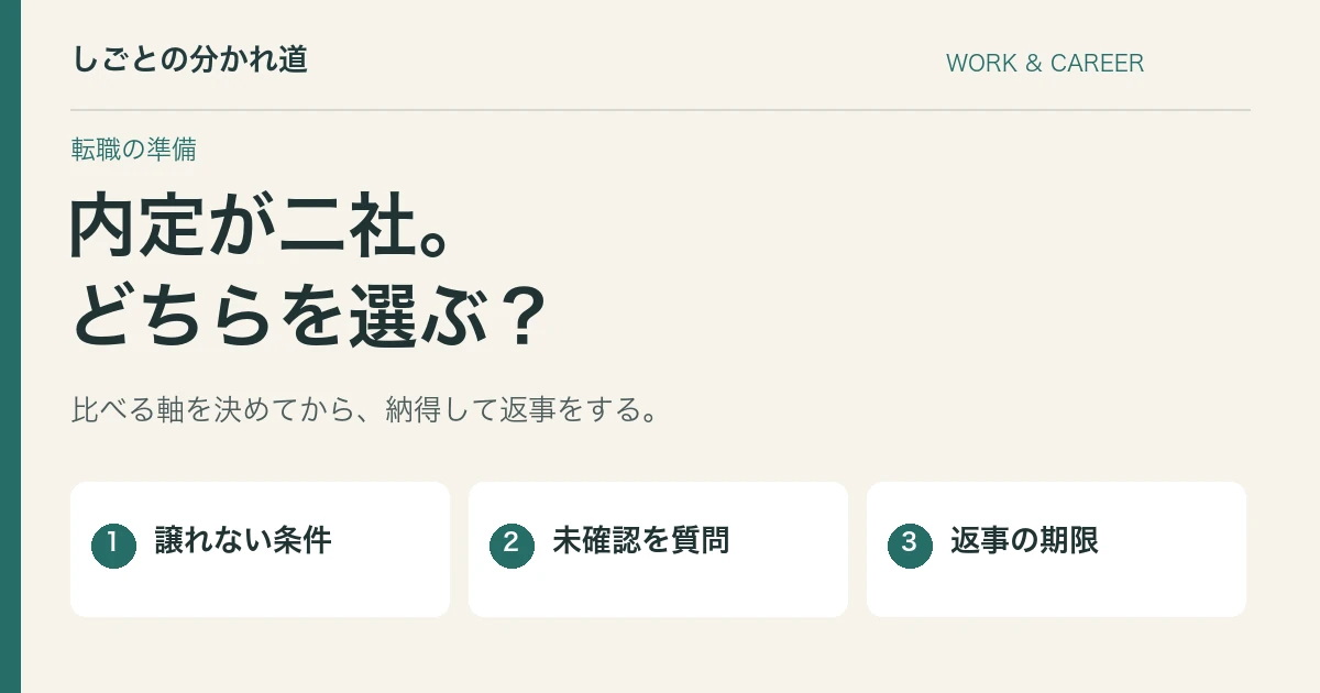転職で複数内定、どちらを選ぶ？返事の前に比べる条件と質問