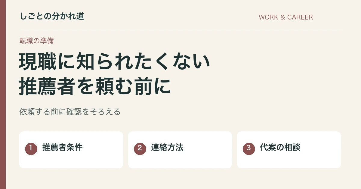 リファレンスチェックで現職に知られたくない。依頼前の確認と相談文