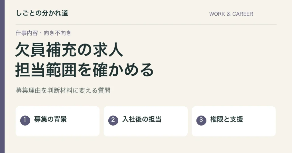 欠員補充の求人は避けるべき？募集背景から担当範囲を確かめる質問