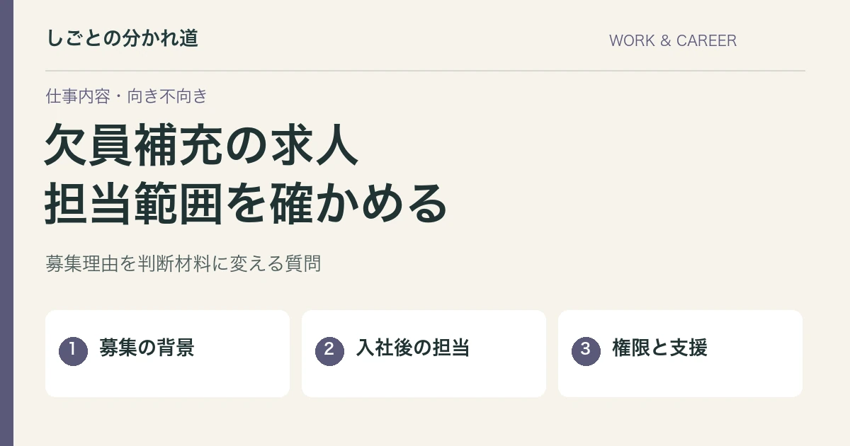 欠員補充の求人は避けるべき？募集背景から担当範囲を確かめる質問